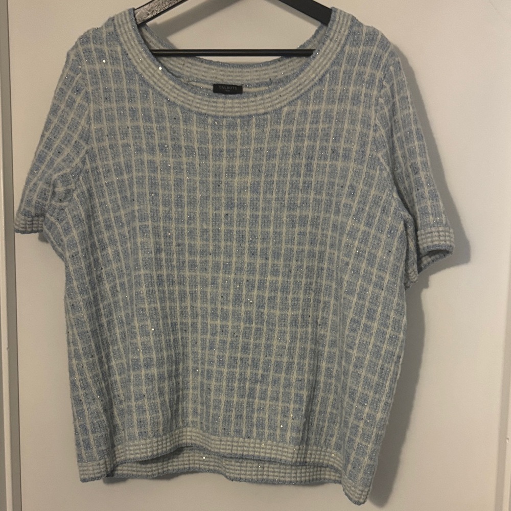 Talbots Blue Plaid sparkle sweater 1x